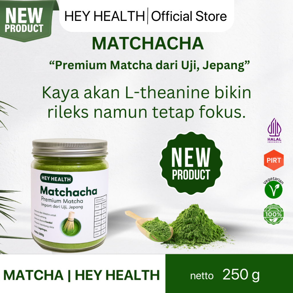 

HEY HEALTH MATCHA IMPORT UJI JEPANG MATCHACHA MATCHA PREMIUM ORGANIK WITH CREAMER