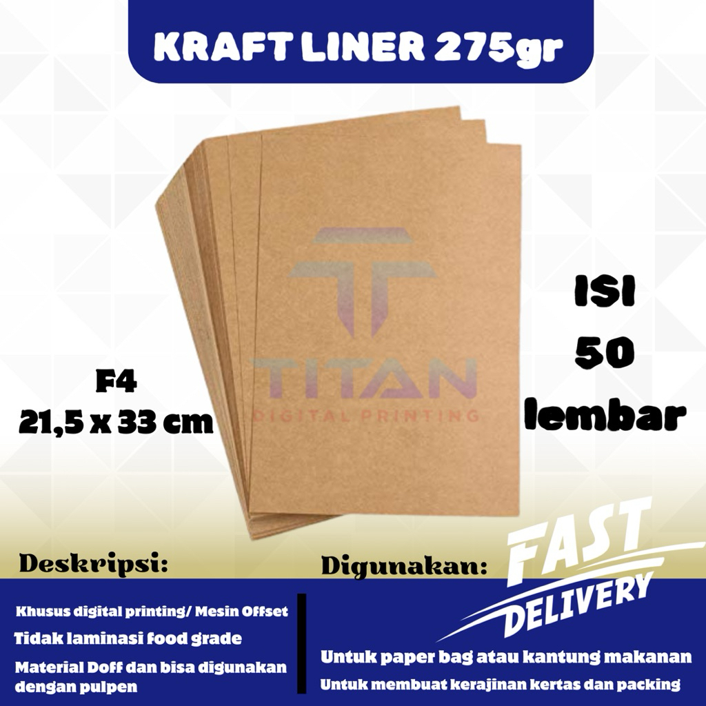 

Samson Kraft 275 gsm F4 isi 50 lembar / Kertas Samson Kraft Liner Tebal 275 gram