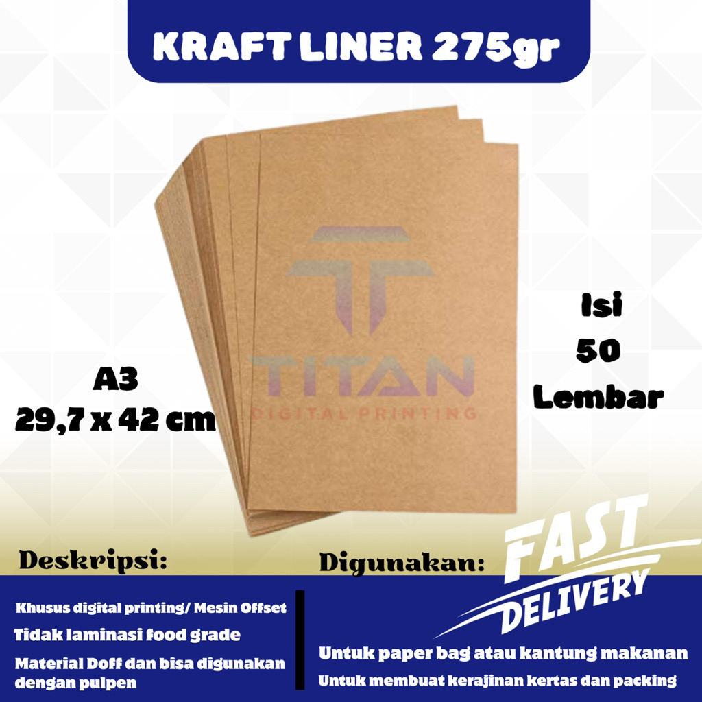 

Samson Kraft 275 gsm A3 isi 50 lembar / Kertas Samson Kraft Liner Tebal 275 gram