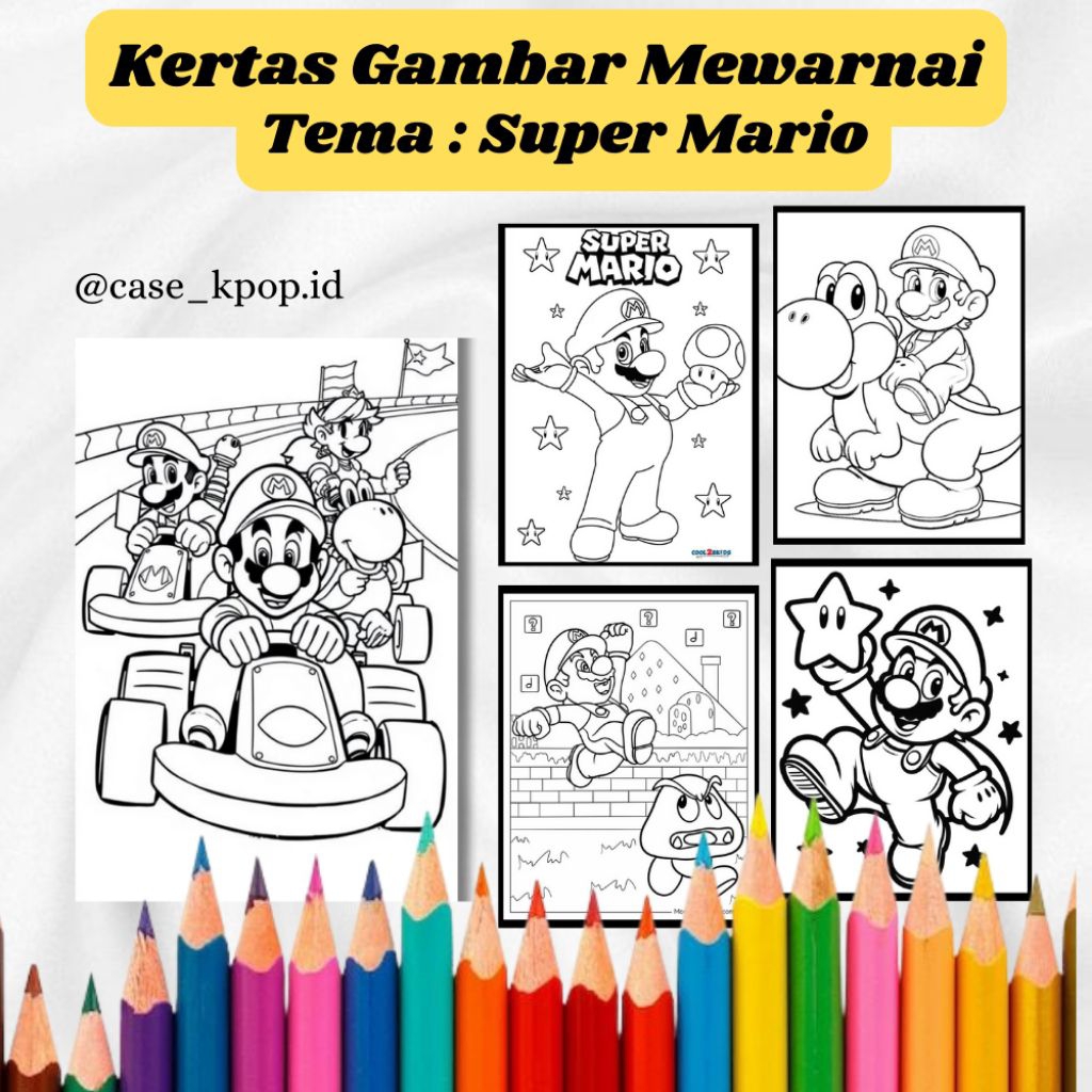 

20 LEMBAR KERTAS MEWARNAI ANAK TEMA SUPER MARIO (READY LANGSUNG KIRIM)