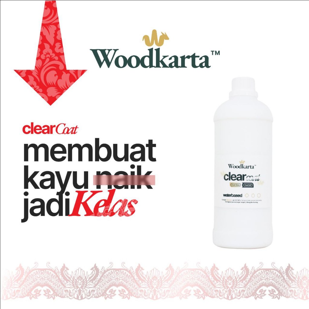 Woodkarta Cat Clear gloss/ clear doff mate Waterbassed Pernis Varnish 1kg top coating