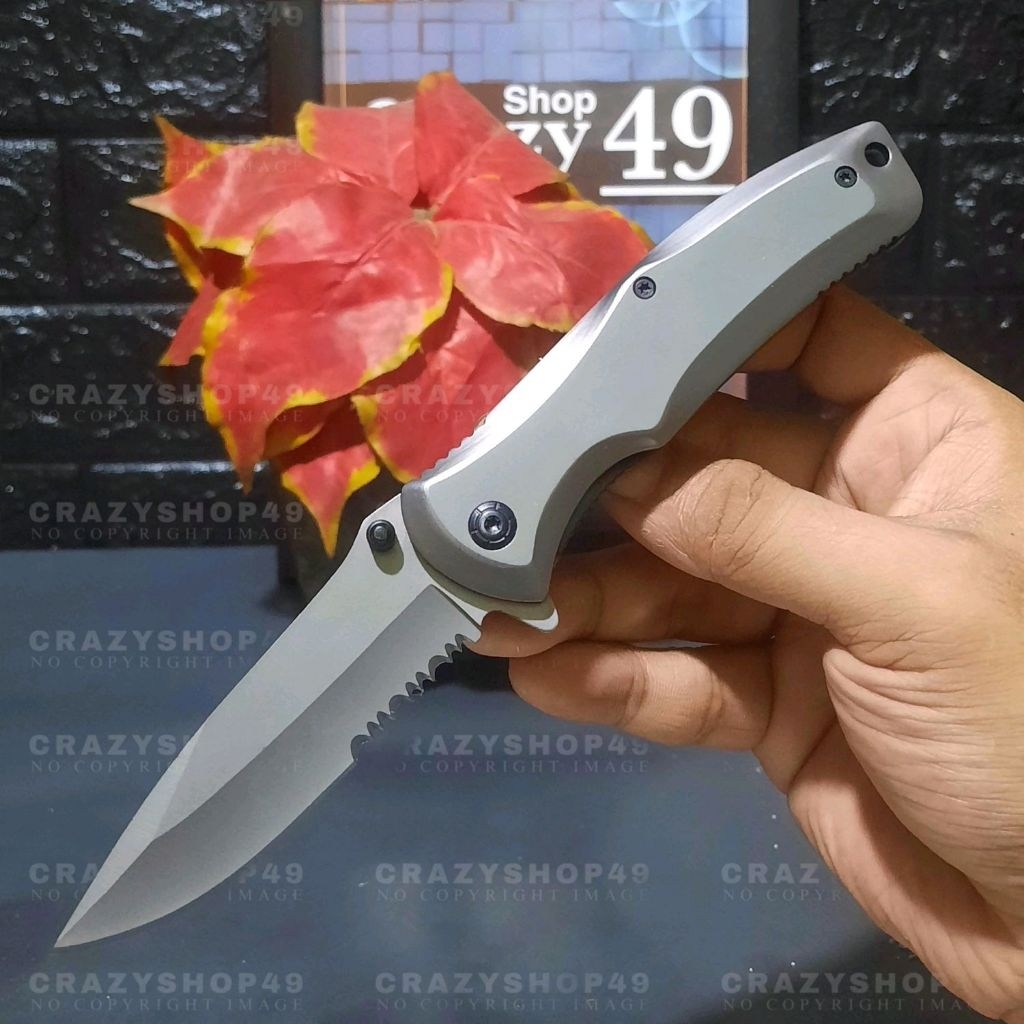 Pisau Survival Lipat Outdoor BG Grylls Polos Solid Steel Ergonomis