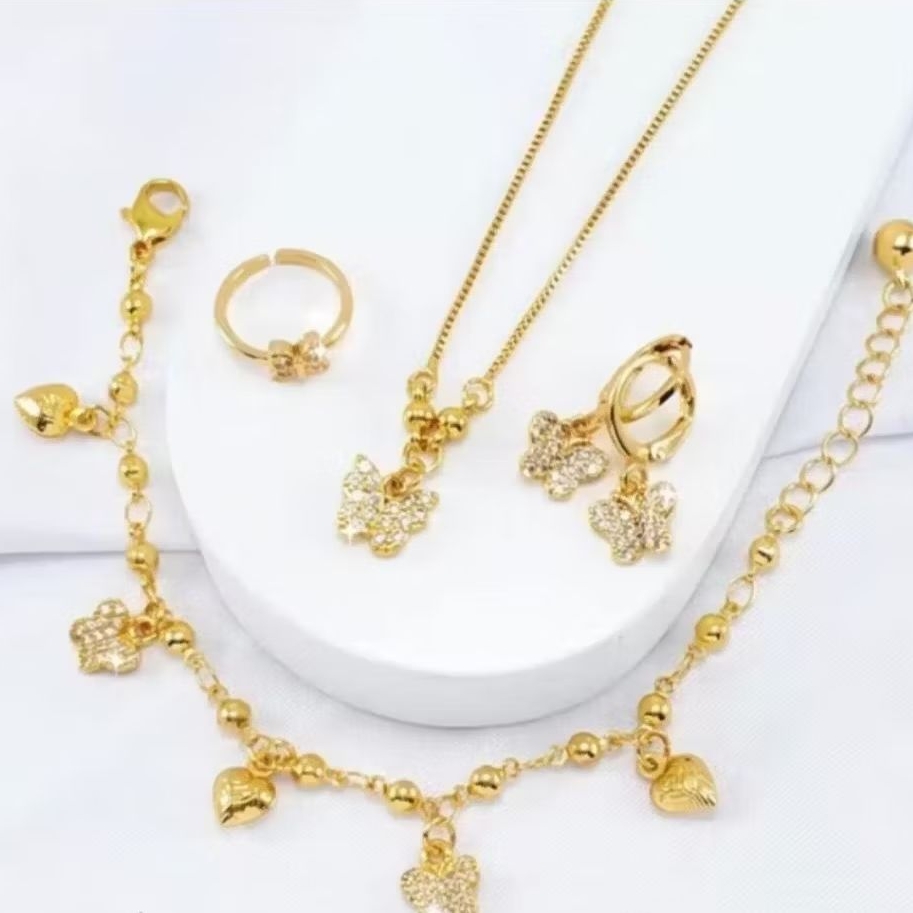 set perhiasan anak anak model kupu kupu bahan titanium asli