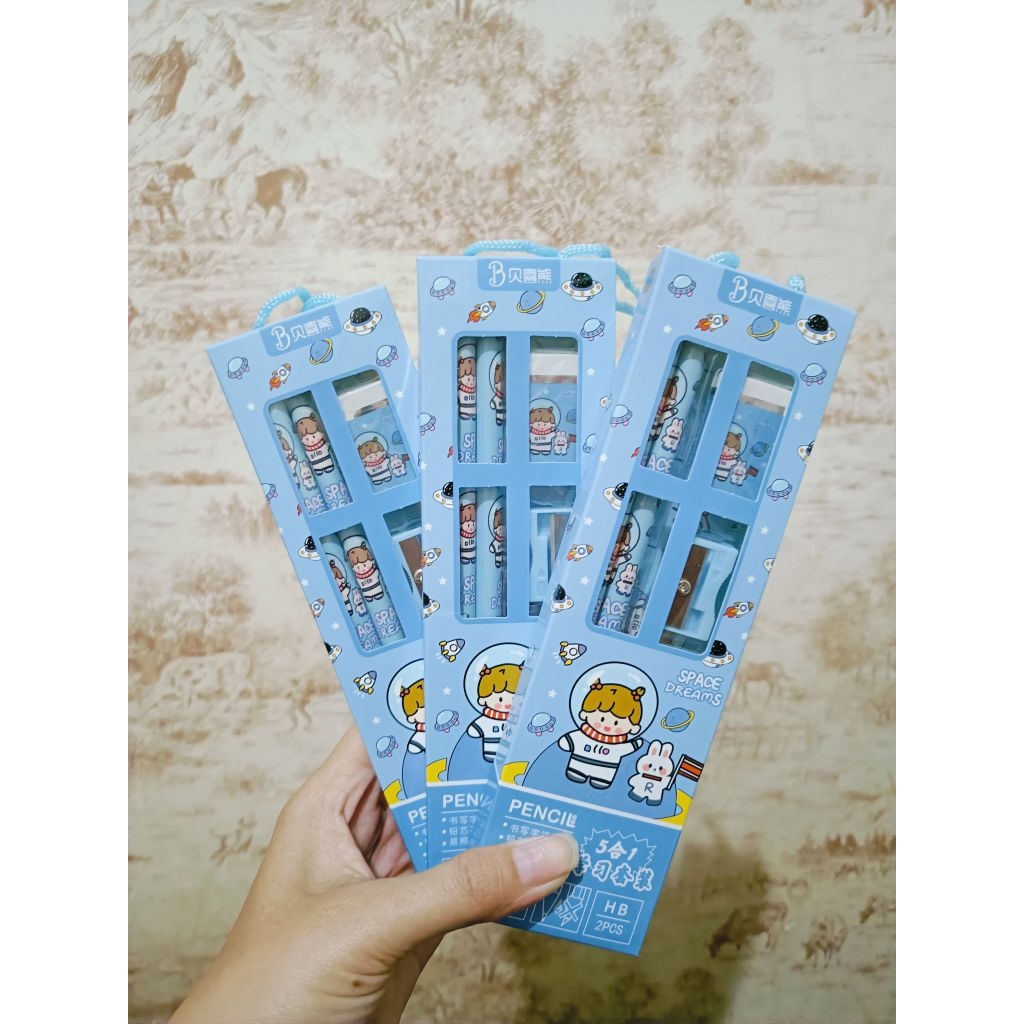 

PFG - Stationary Set 5 IN 1 Alat Tulis Sekolah Anak Karakter Lucu Penghapus Penggaris Pensil Serutan