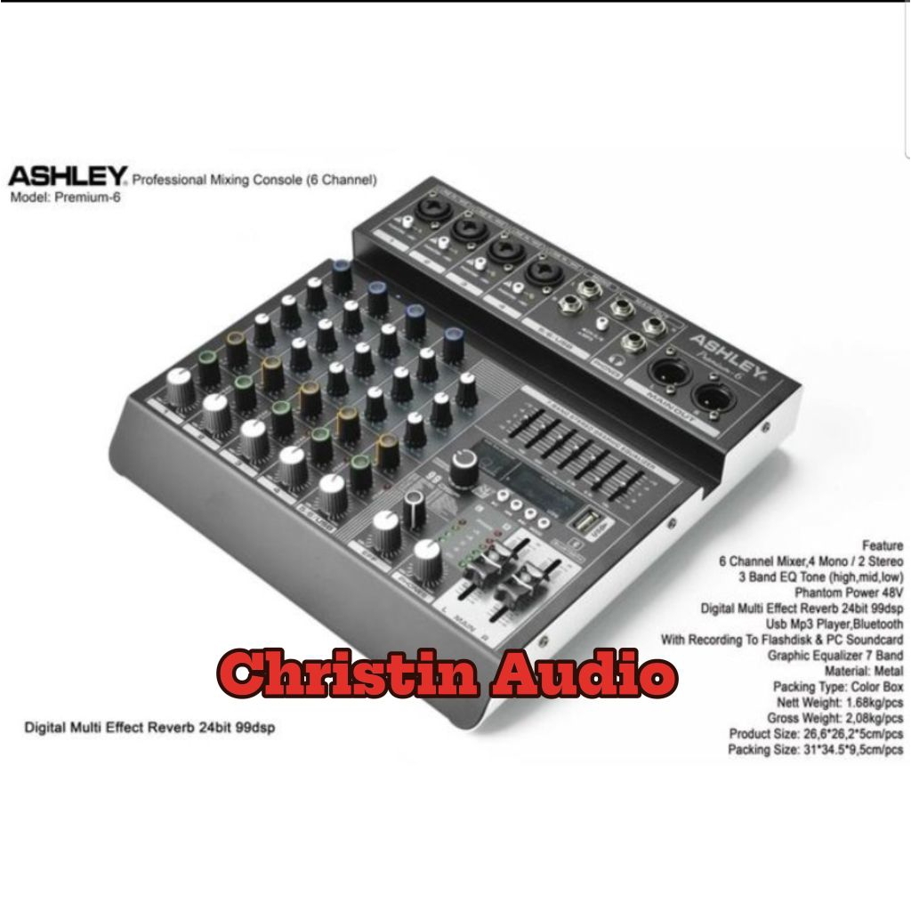Mixer Ashley Premium 6 6 Channel Usb Bluetooth 99 Dsp Efek Vocal Original