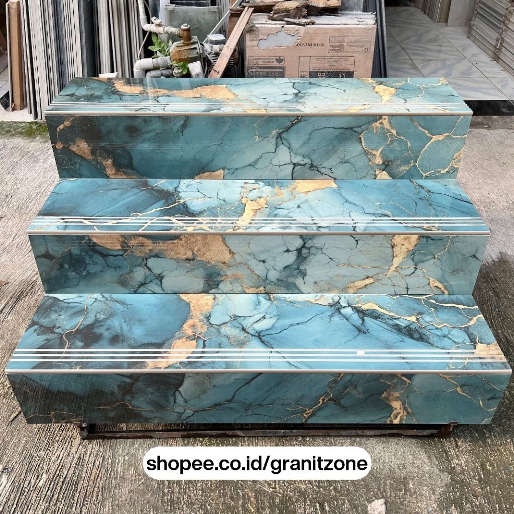 Tangga Granit Luana Green Glazed Polished | Anti Slip | Set Komplit Ukuran | Grade A ( kw1 )
