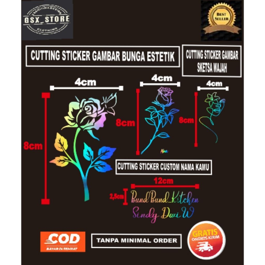 

TERLARIS DAN TERMURAH CUTTING STICKER HOLOGRAM VIRAL GAMBAR BUNGA ESTETIK, SKETSA WAJAH DAN REQUEST ATAU CUSTOM NAMA NAMA SUKA-SUKA KAMU
