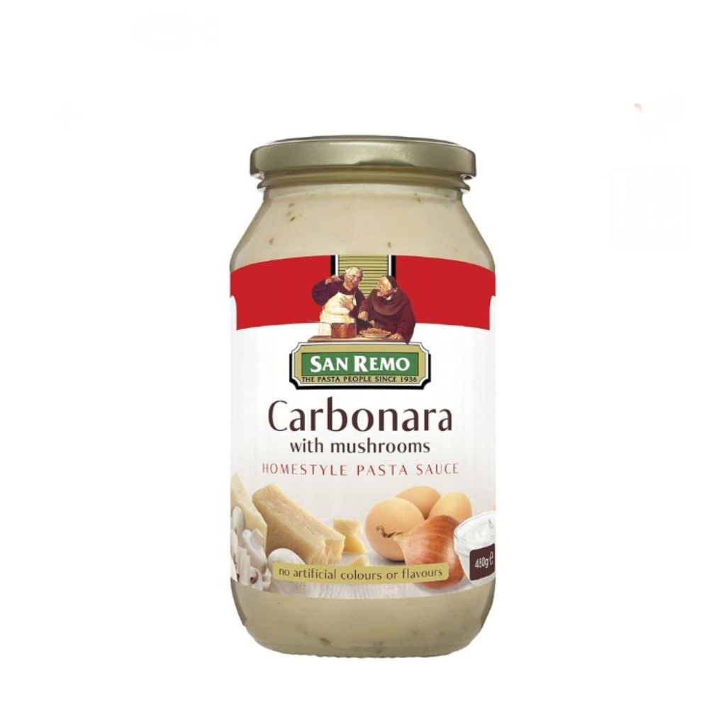 

san Remo pasta sauce carbonara mushroom botol 500 gram