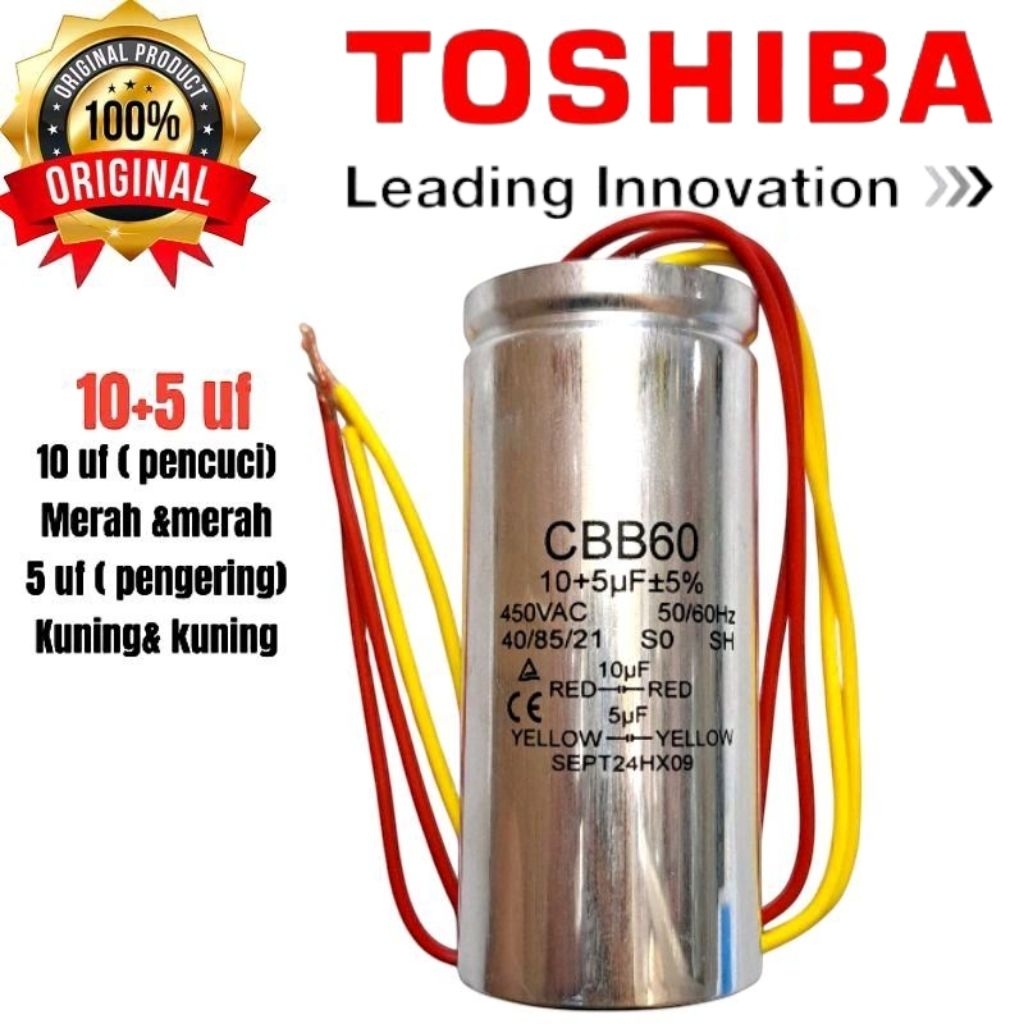 kapasitor mesin cuci TOSHIBA 2 tabung original