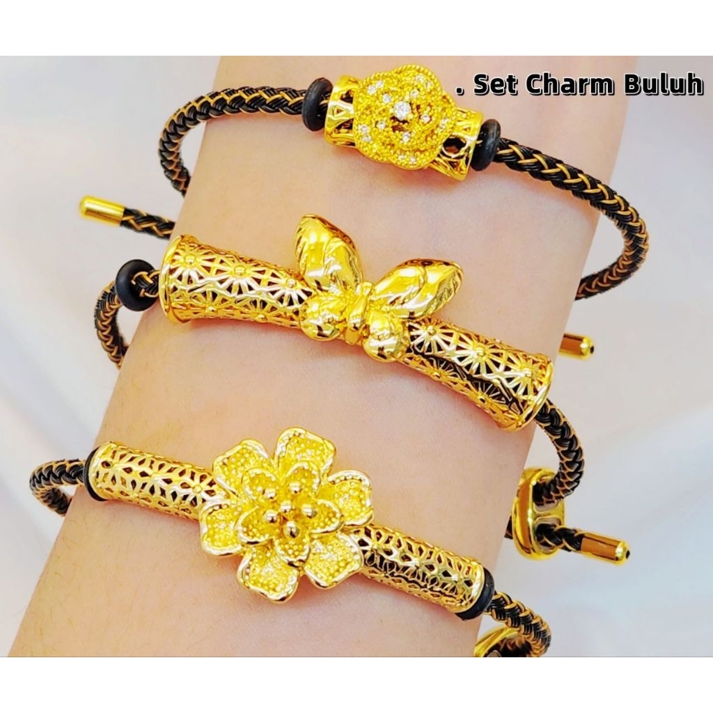 New Gelang Tangan Buluh Perindu & Charm Emas Saduran24k Emas Titanium Emas Bangkok F1