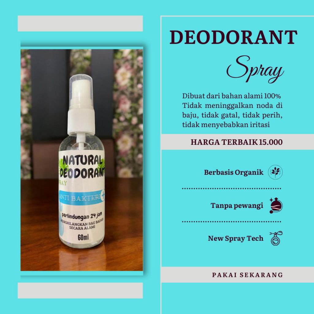 Natural Deodorant Natural Spray Deodoran tawas BPOM