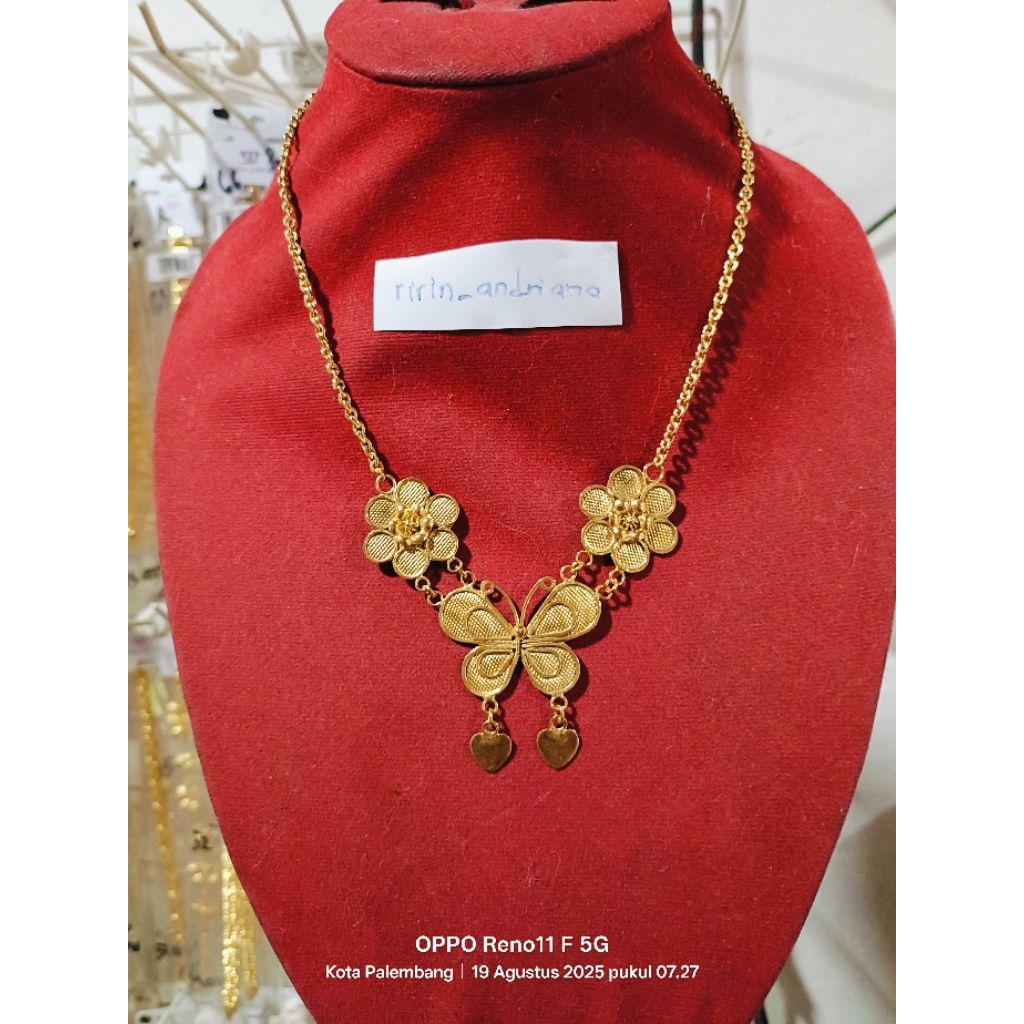 kalung Medan bunga kupu sepuh emas