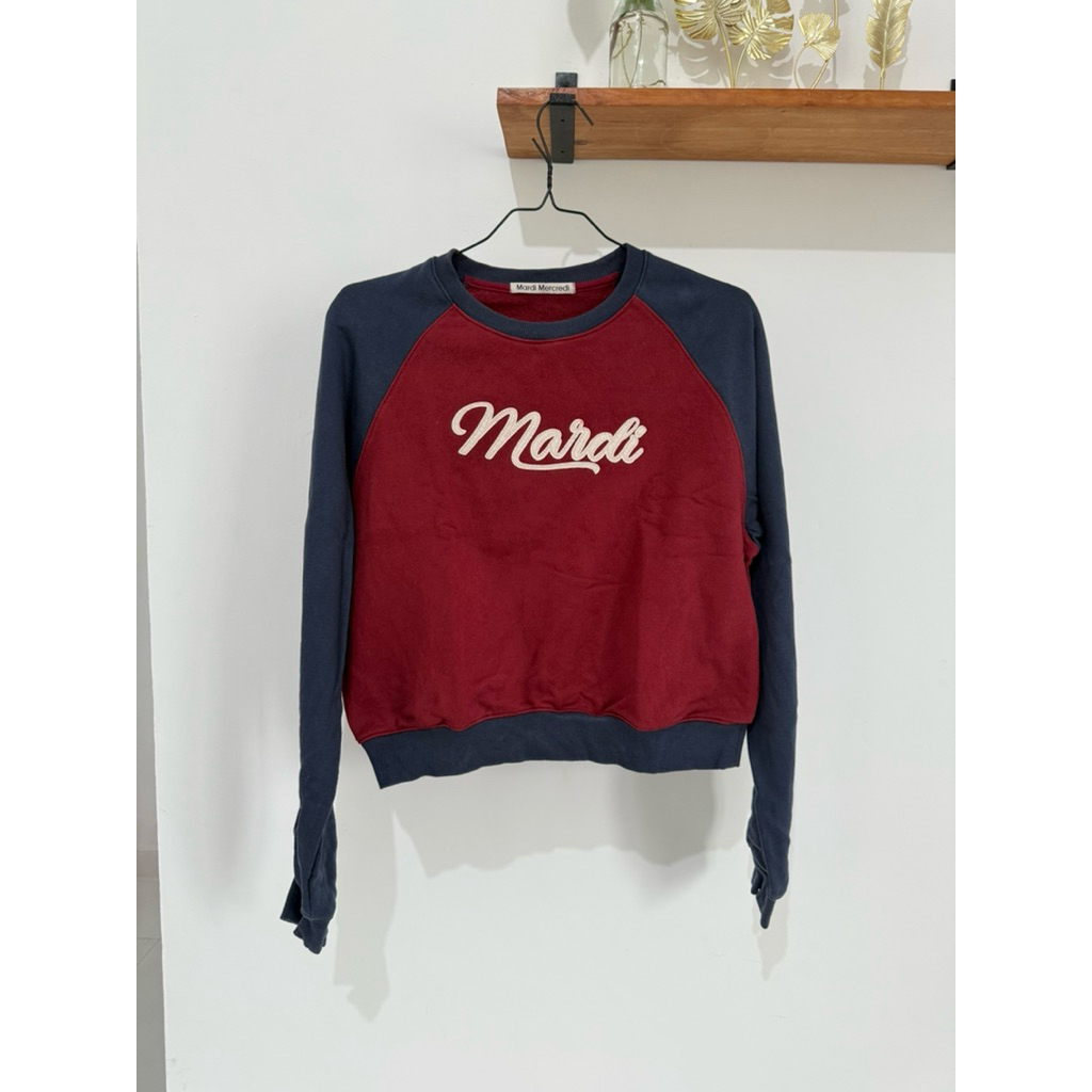 preloved mardi raglan sweatshirt maroon