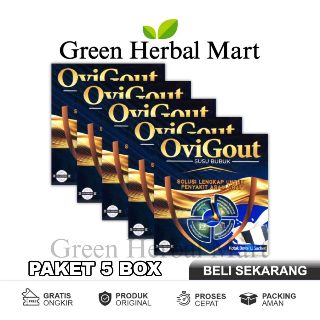 

5 Box OVIGOUT Susu Asam Urat Nyeri Tulang Sendi Kolesterol Rematik 100% Original Asli