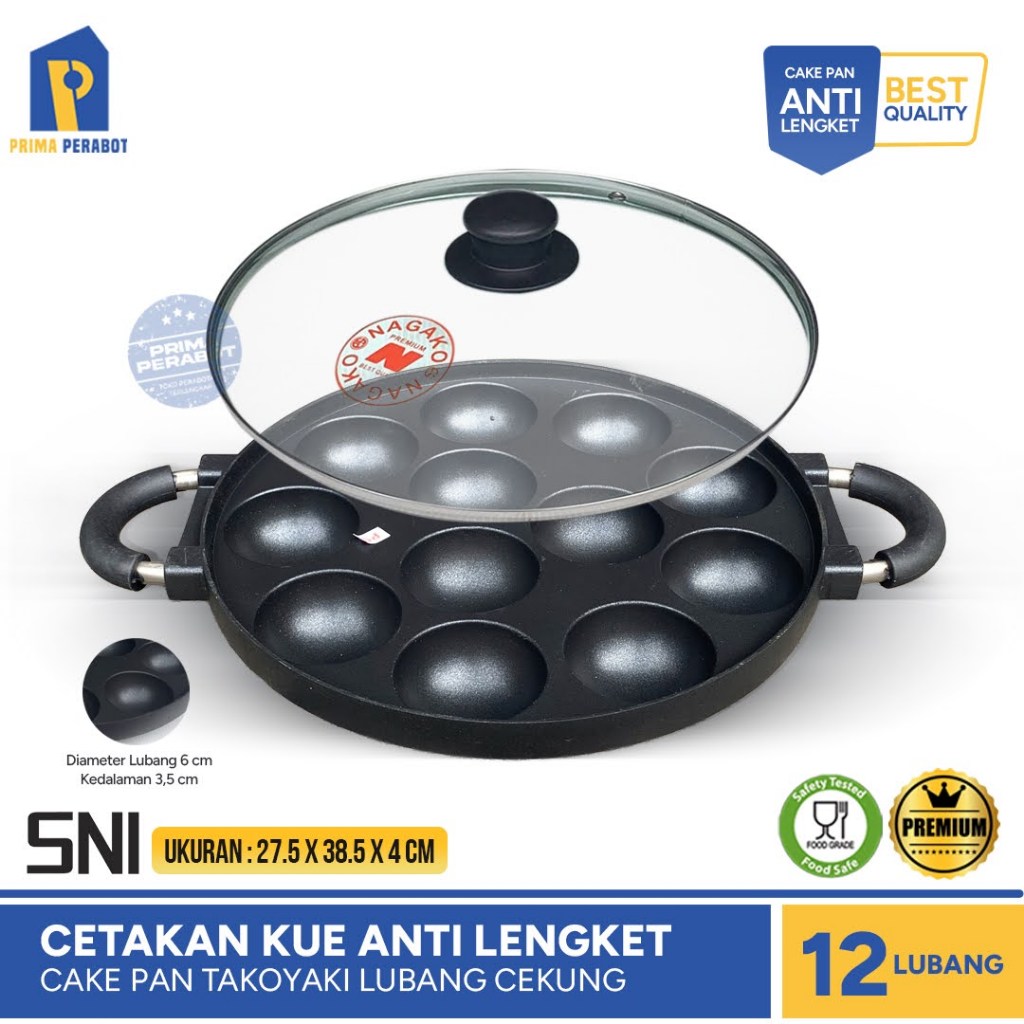 Cetakan Kue Takoyaki 12 Lubang Cekung Wajan Cake Pan 12 Lubang