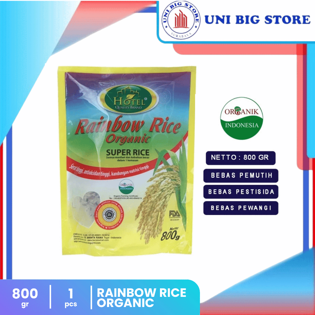 

HOTEL Beras Rainbow Rice Organic Organik 800 gr Pelangi Warna Warni