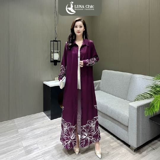 Meila Outer Dress Lengan Panjang | Baju Outer Wanita Motif Bunga Elegan