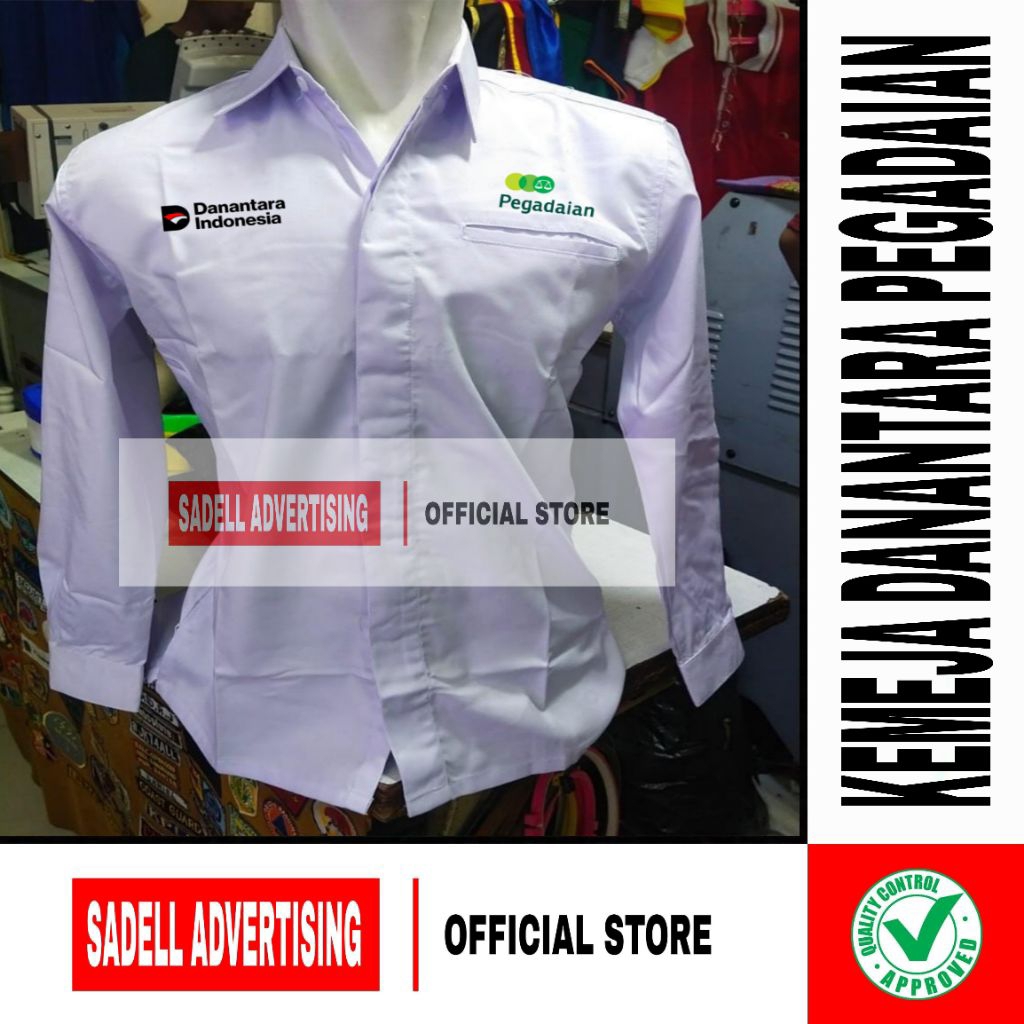 Kemeja PEGADAIAN Seragam Danantara Indonesia Baju Danantara Indonesia Pegadaian Putih Lengan Panjang