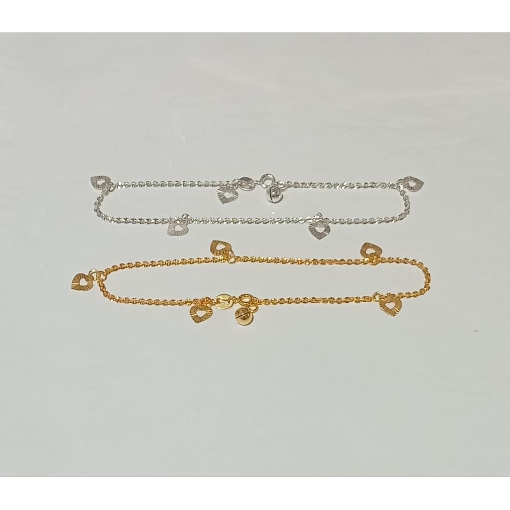 Gelang Kaki Perak Asli Silver 925 Model Rantai Love