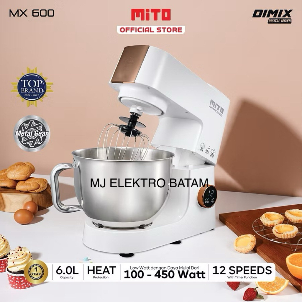 KOTA BATAM - Mitochiba MITO Stand Mixer MX600 MX 600 DIMIX Digital Pengadon adonan kue 6 Liter GARAN