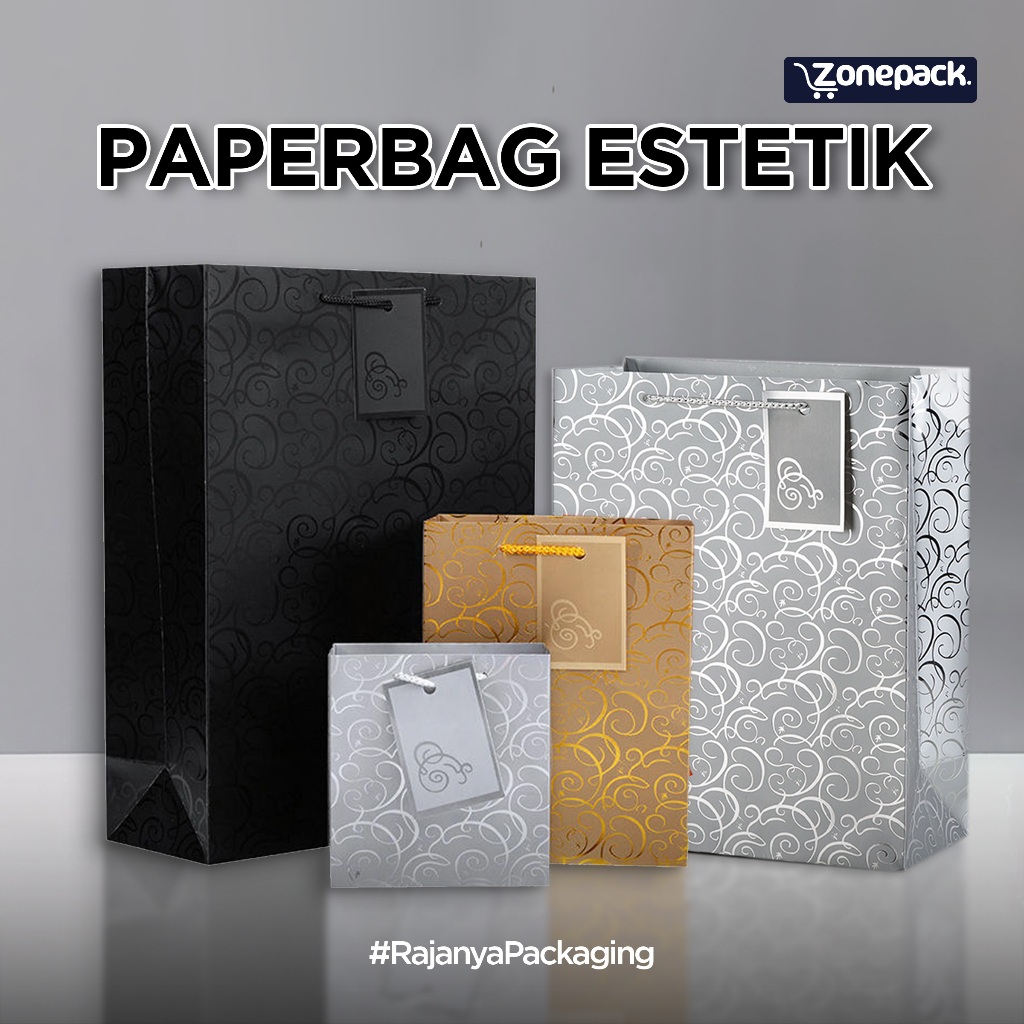 

Paperbag Premium Aesthetic Estetik | Paperbag Motif Batik Emas Silver | Tas Kado Ulang Tahun Wedding Gift | Kantong Hampers Tas