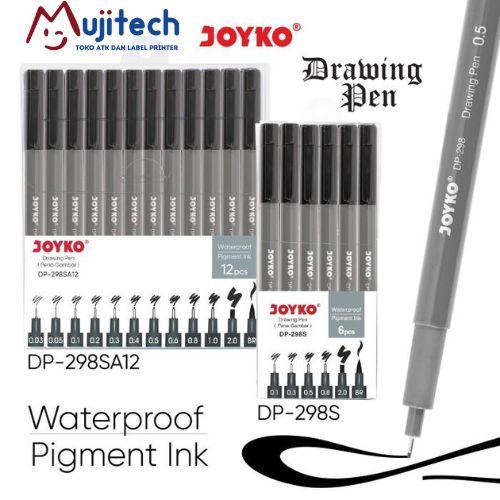 

DRAWING PEN SET DP 298S PENA GAMBAR WATERPROOF PIGMENT INK BLACK JOYKO