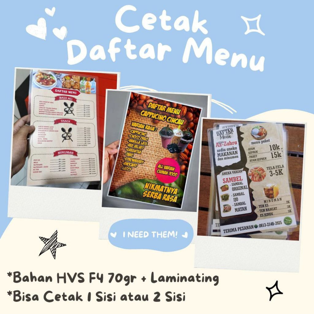 

Daftar Menu HVS + Laminating Ukuran Folio