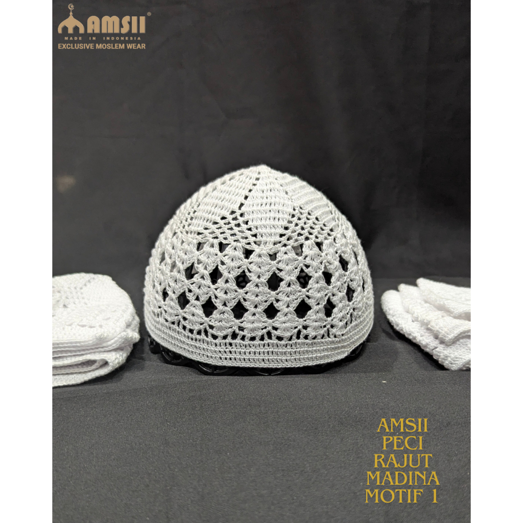 Amsii Peci Rajut Madinah Knitting Cap
