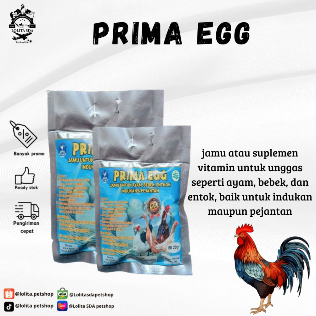 Prima Egg Jamu Ayam Betina Indukan Pejantan Ternak Bebek Entok Unggas
