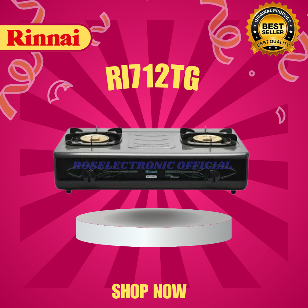 KOMPOR GAS RINNAI  2 TUNGKU RI 712 TG/RI712TG/RI 712TG/RI712 TG/RI-712TG/100% ORIGINAL GARANSI RESMI