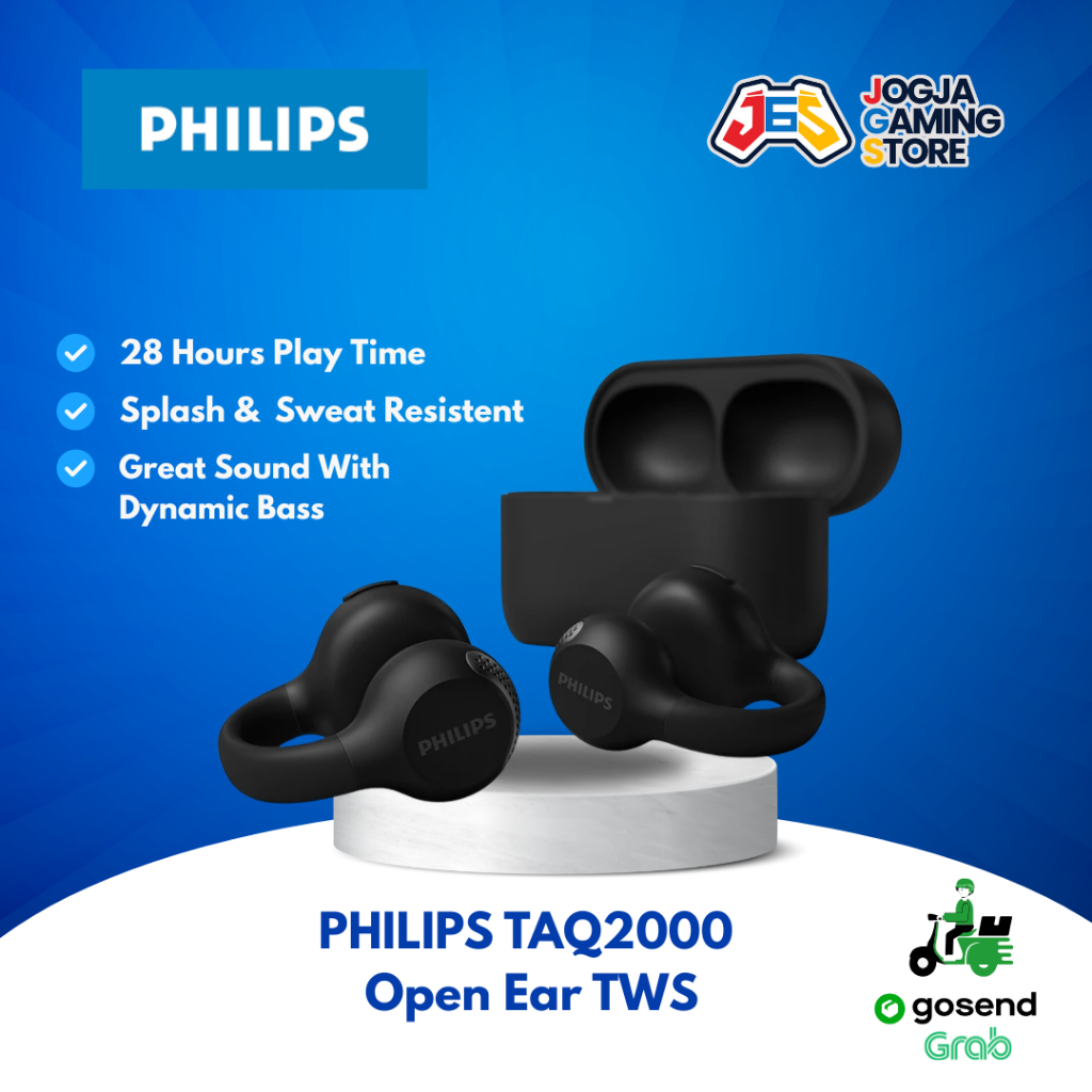 Philips TAQ2000 TAQ2000BK Open-ear True Wireless Earbuds