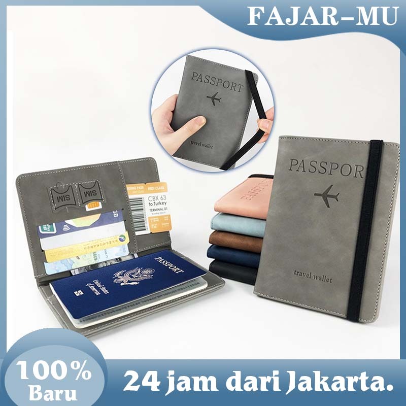 Dompet Paspor Kulit / Tempat Paspor Multifungsi / Tas Penyimpanan Paspor Rfid