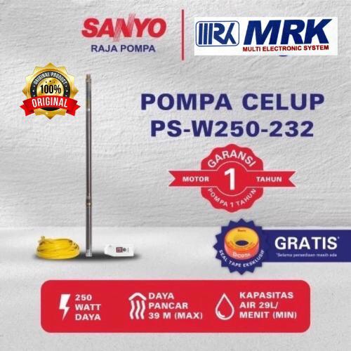 SANYO Pompa Celup PS-W250-232 Non Otomatis 250W 29L/Min Kapasitas 30M Kabel Garansi 1 Tahun Medan Or