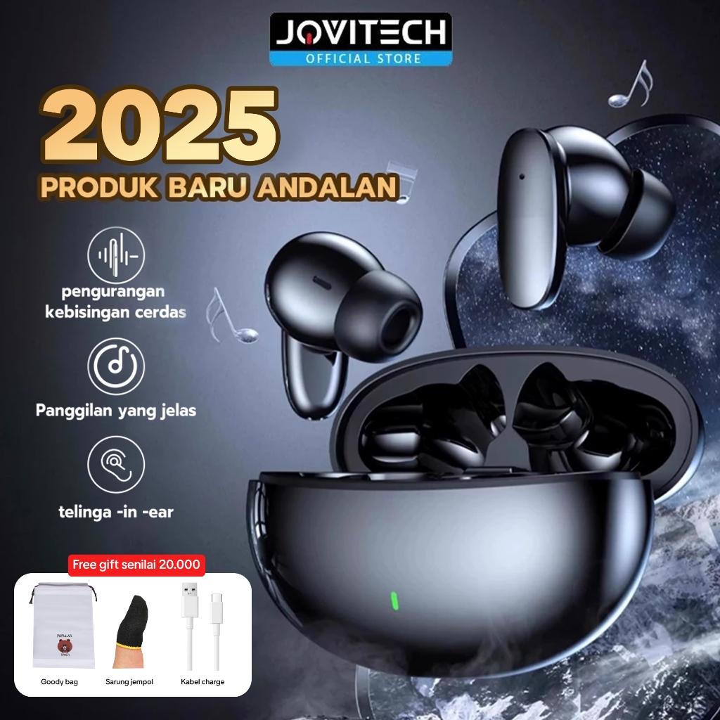 Jovitech Headset Bluetooth 5.3 ENC Peredam Kebisingan Suara Dolby HD Quality TWS Sport Gaming Music 