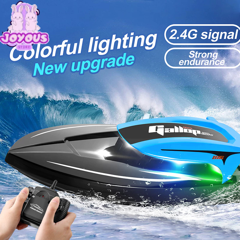 Mainan Speed Boat Remote Control 2.4GHz Kapal Pesiar Tahan Air 20km/h Mainan Speedboat Air Dengan La