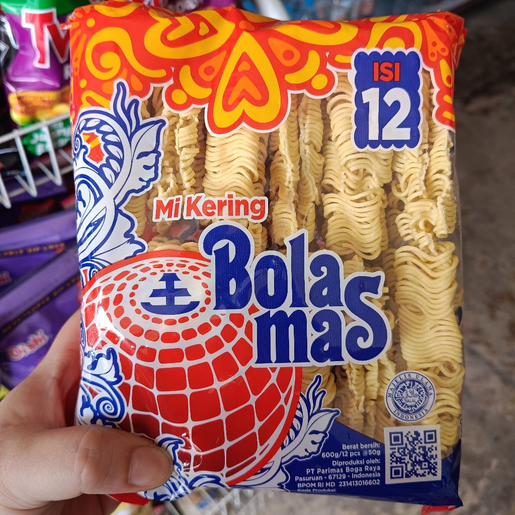 

mie kering bola mas 12 keping/bungkus