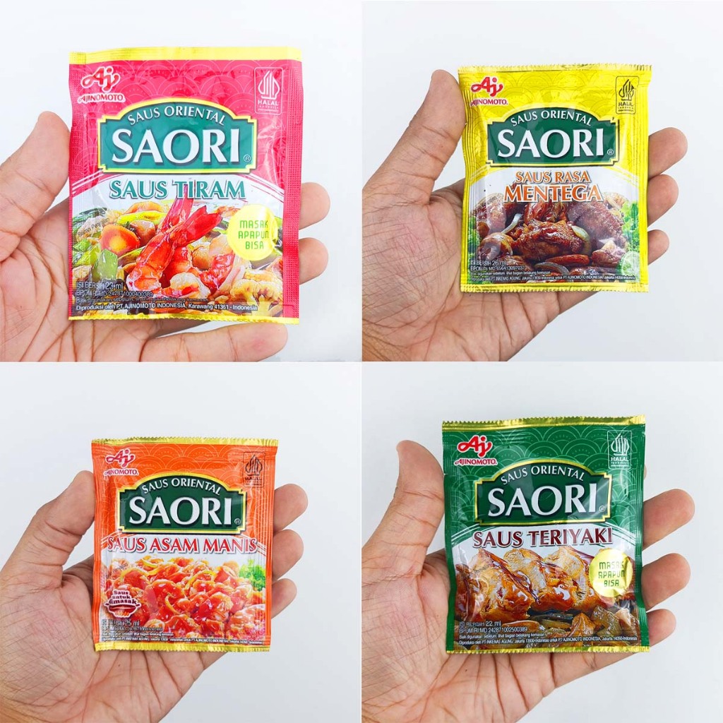 

Saori Saus Tiram, Saori Asam Manis, Saori Lada Hitam, Saori Mentega, Saori Teriyaki