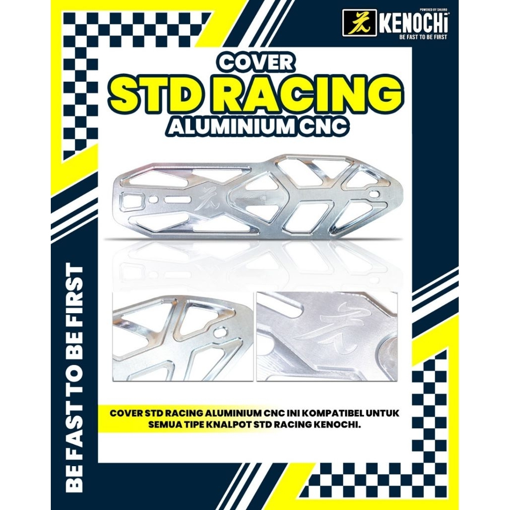 COVER dan BREKET CNC Knalpot STD Racing KENOCHI Type EXCEL for MIO Karbu(SMILE,SOUL) breket Vario