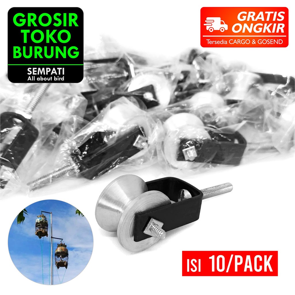 SEMPATI GROSIR Roda Katrol Alumunium Kecil Isi 10 Pcs Kerekan Gantangan Gantungan Sangkar Kandang Bu