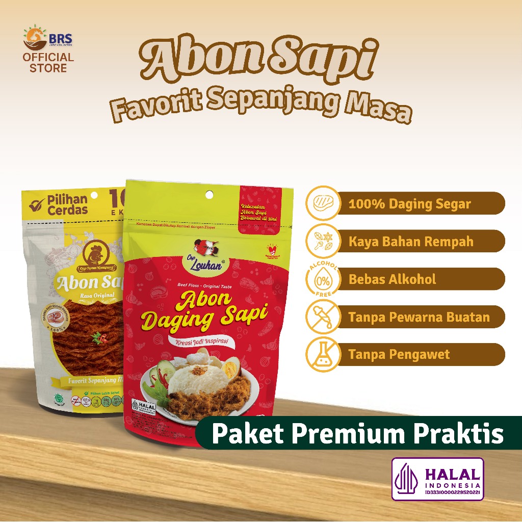 

Abon Sapi Paket Premium Praktis (isi AK + LH Pouch) free Mangkok