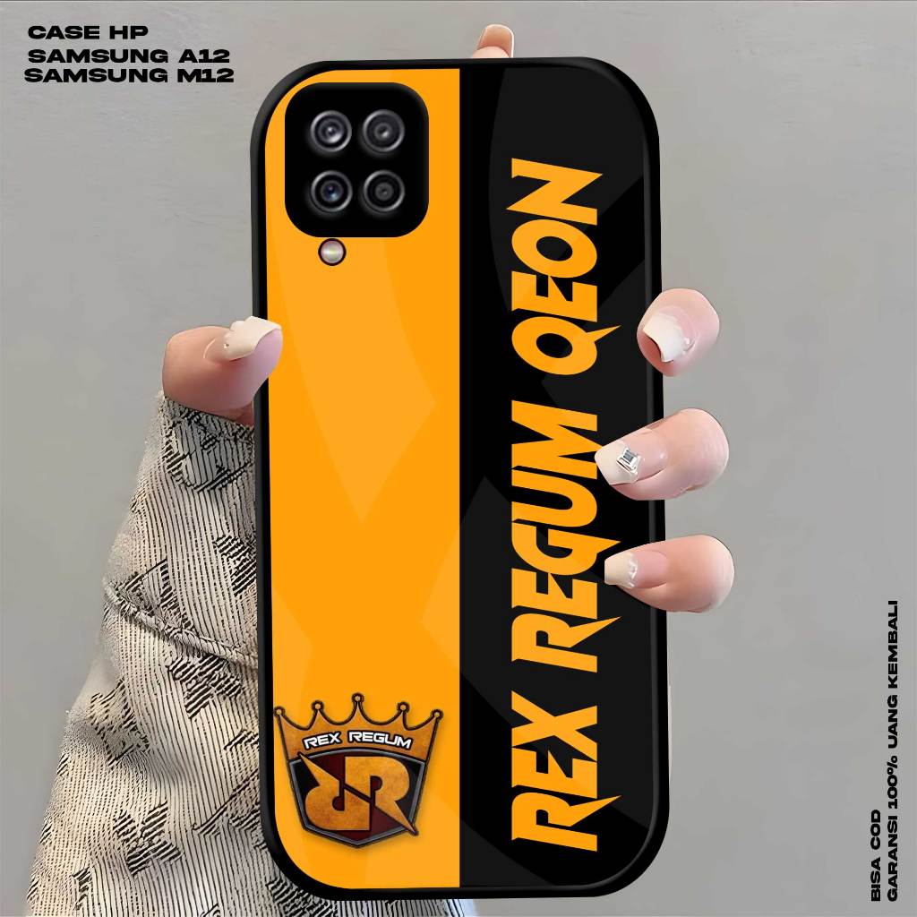 CASE GLOSY SAMSUNG A12 M12 Casing Plate Kaca Motif RRQ Terbaru Neko Case