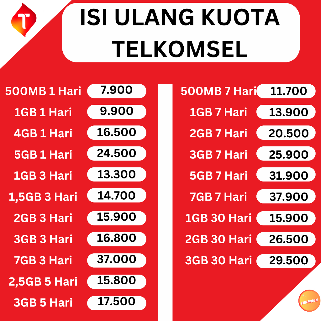 Isi Ulang Paket Data Kuota Internet TELKOMSEL Harian Bulanan