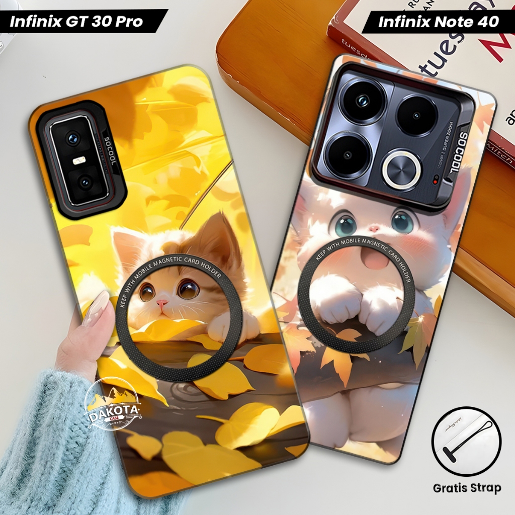 Casing Magnetic Infinix GT 30 PRO / GT 20 PRO / GT 10 PRO IMD Hologram Gambar Kucing | Casing Suppor