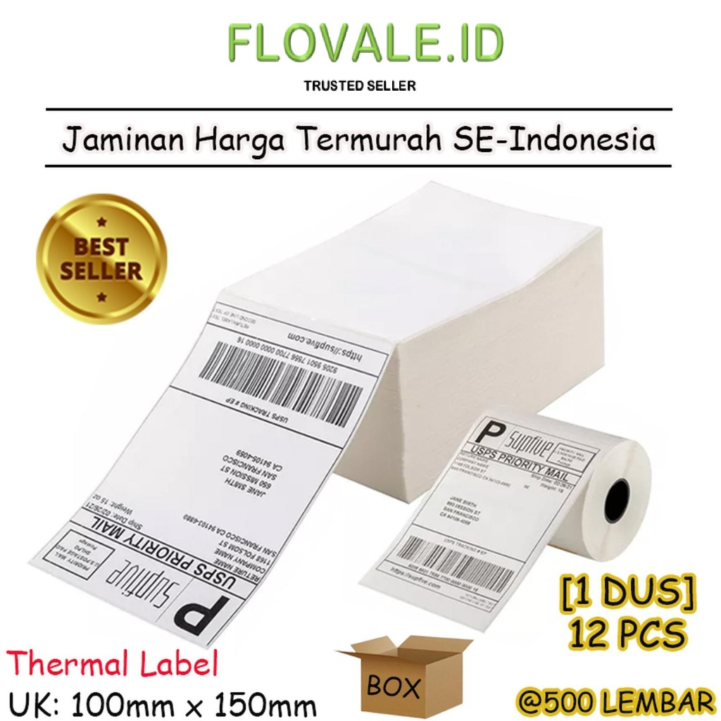 

LABEL THERMAL [100 x 150] KERTAS STICKER BARCODE 100x150 mm (500 Pcs) - BOX