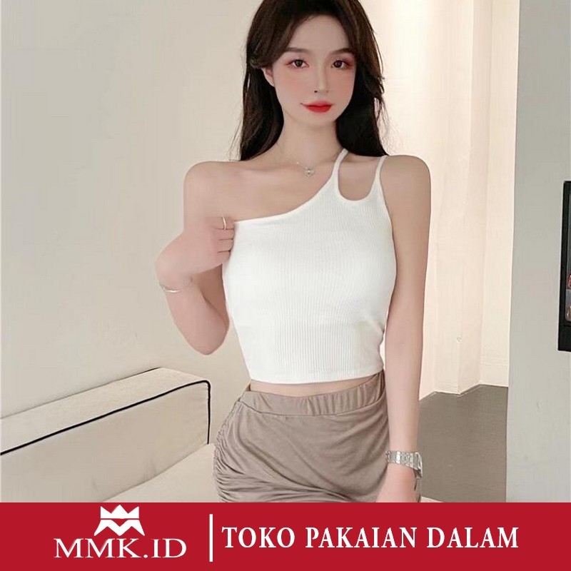 Tanktop Wanita One Shoulder Crop Top Korean Import