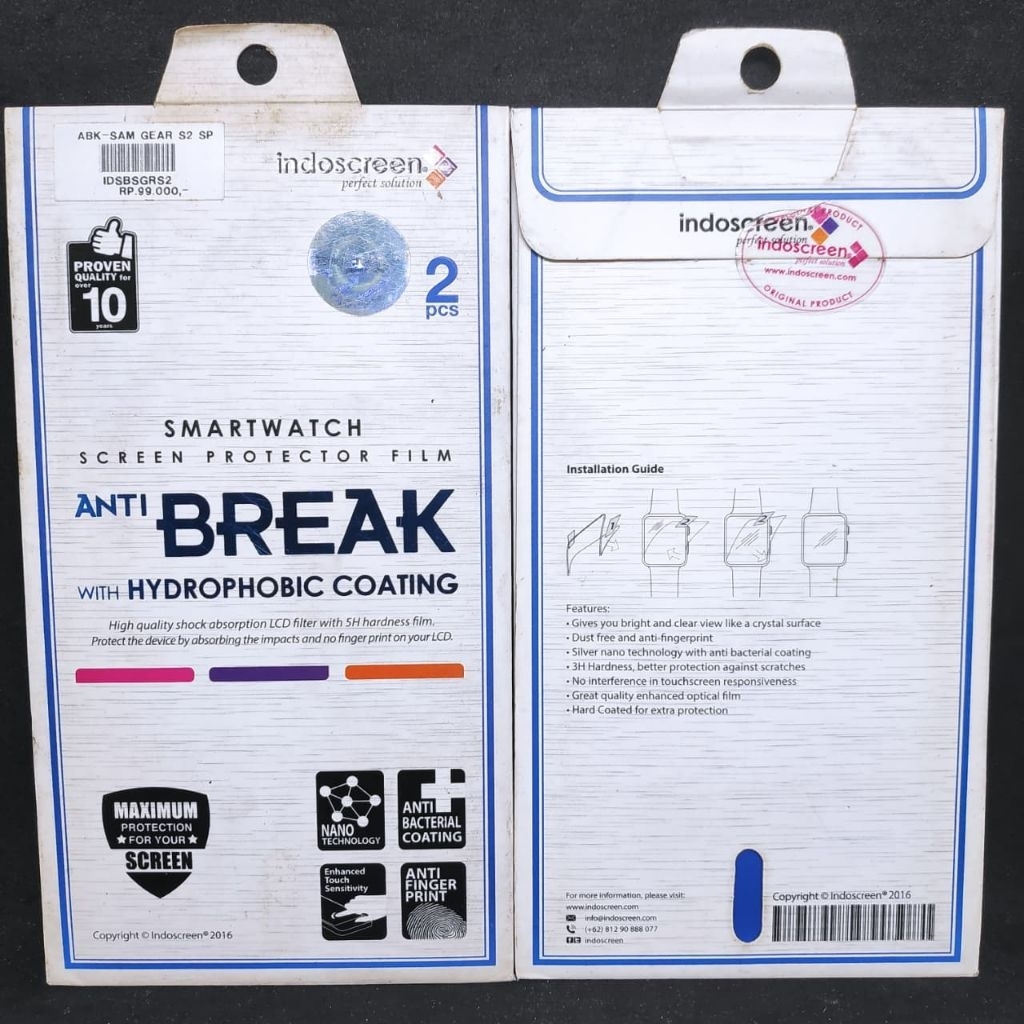 Indoscreen smartwatch screen protector film Samsung galaxy Gear S2 SP
