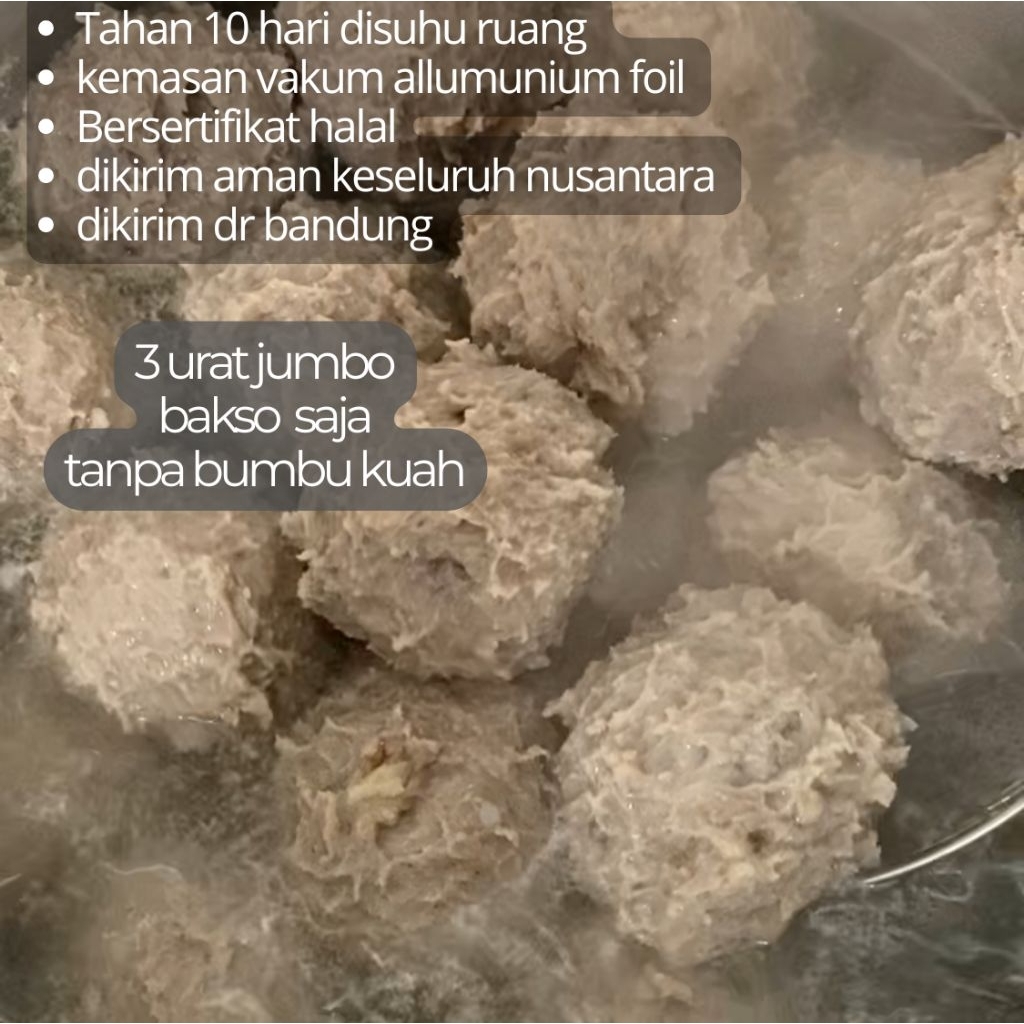 

[C1] 3 Bakso urat Jumbo + 15 butir bakso sedang Halal Kemasan vakum aluminium foil aman ke seluruh Indonesia