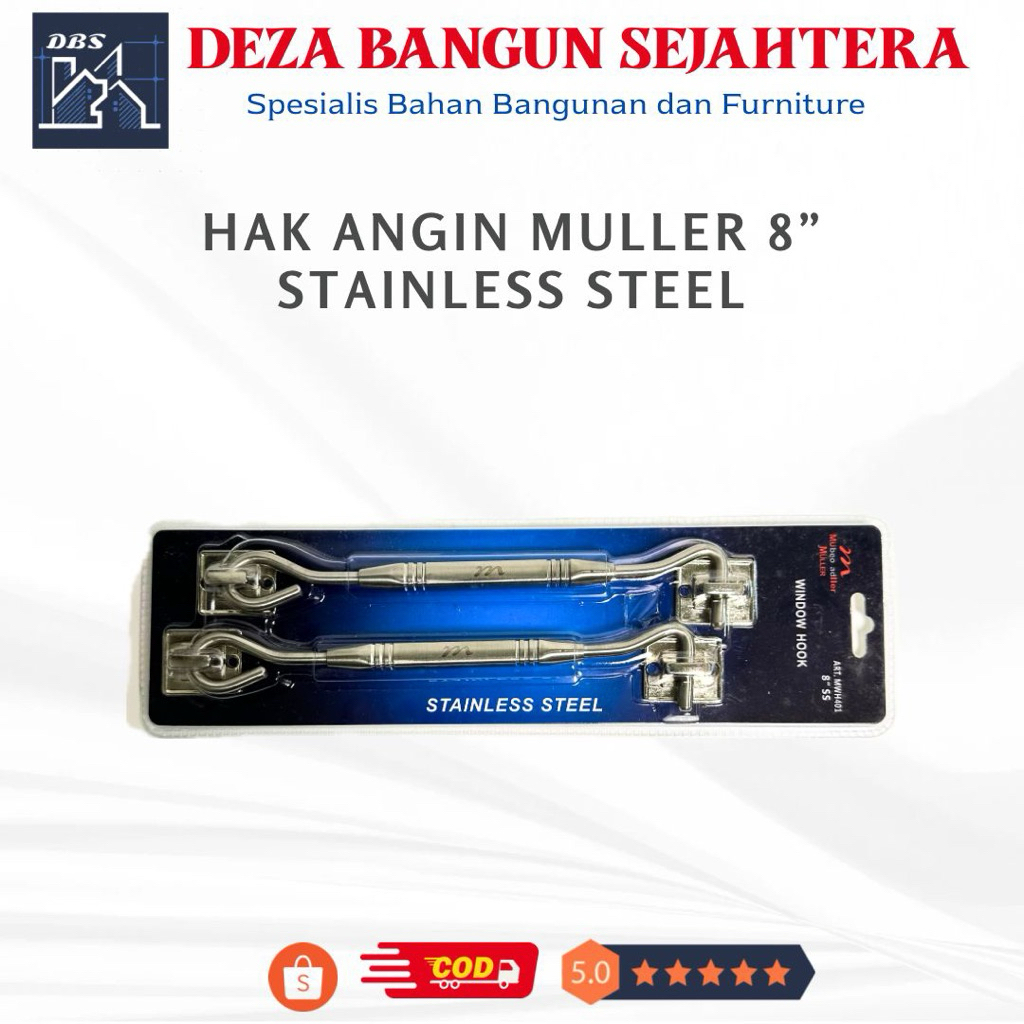 [ 1SET ] HAK ANGIN JENDELA MULLER  STAINLESS STEEL 9” WINDOW HOOK PENAHAN JENDELA