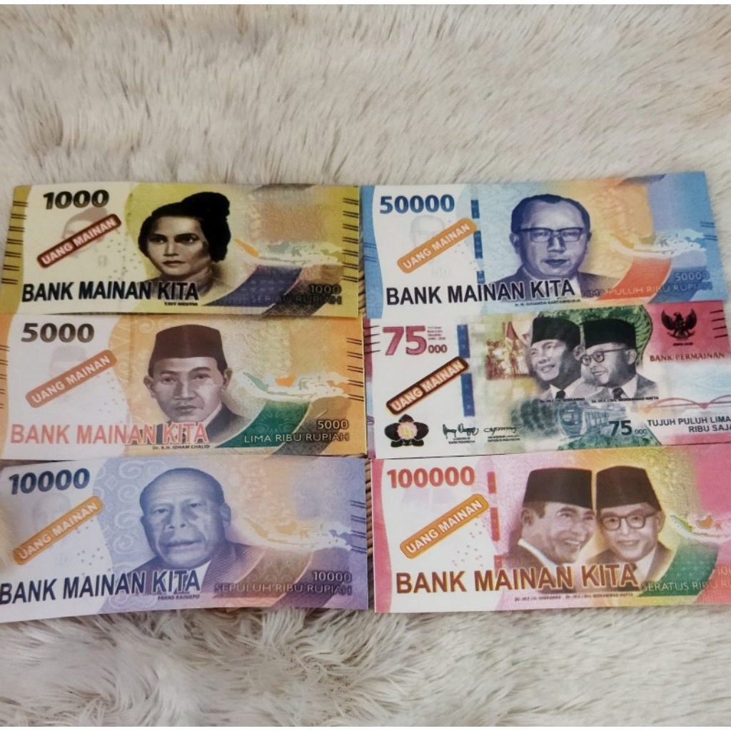 Mainan anak uang kertas 100 lembar campur