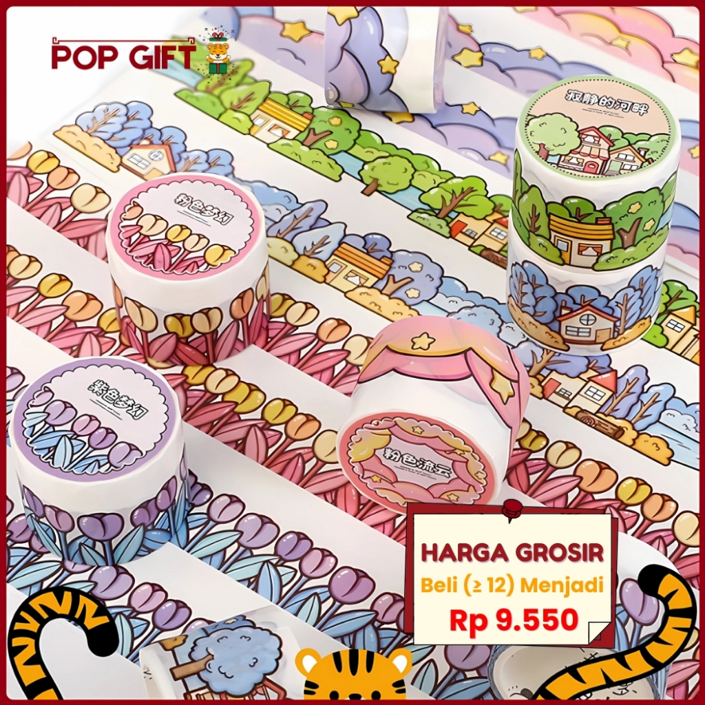 

PG Washitape Lace Limited Tape Masking Tape Colourfull Dekor Buku Jurnal Tape Set Lakban Lucu TLD82